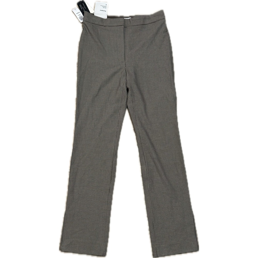 Aritzia Babaton Numero Pants Brown Houndstooth Plaid Straight Leg Womens 2 NWT